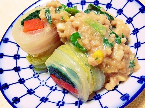 節約❤野菜ロール白菜あんかけ